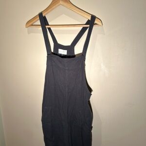 Linen-cotton summer jumpsuit black lightweight